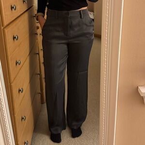 Dark Grey Satin Zara Dressy Pants - SIZE SMALL
